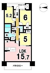 プレサンスロジェ岐阜ザ・クラス2 3LDKの間取図画像