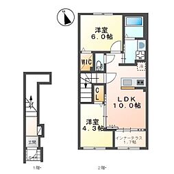 ランジュ 2LDKの間取図画像