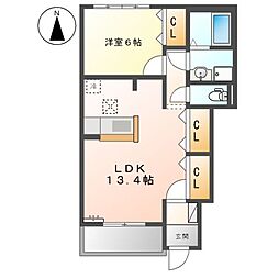 SunnyCourt 1LDKの間取図画像