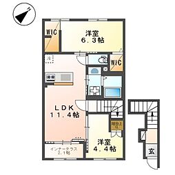 ミモザ 2LDKの間取図画像