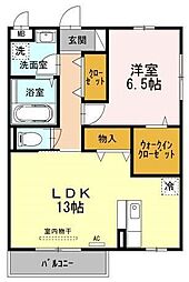 シャンテ御門 1LDKの間取図画像