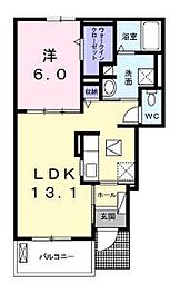 ワルドプラッツC 1LDKの間取図画像
