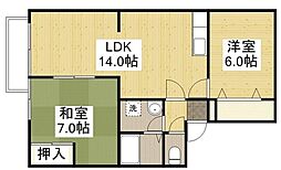 エスポワール曙B 2LDKの間取図画像