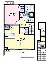 ロッソローザ 1LDKの間取図画像