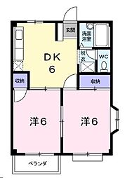 シャトレ仲 2DKの間取図画像