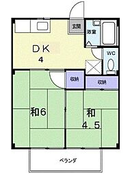 シティハイツ松南 2DKの間取図画像