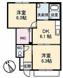 ルミナスキタヤマ 2DKの間取図画像