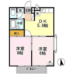エステートピア21 2DKの間取図画像