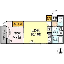 ウィット引野町 1LDKの間取図画像