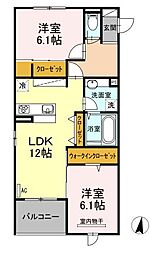 アリエッタD-residence光南町 2LDKの間取図画像