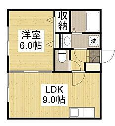 吉本ビル・メゾンエル沖野上 1LDKの間取図画像