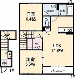 アーバンヒルトン 2LDKの間取図画像