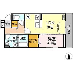 D-room東深津 1LDKの間取図画像