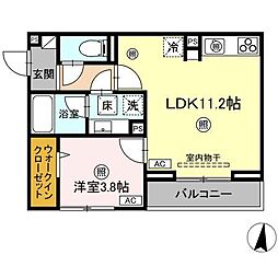 福山市南蔵王町1丁目アパート 1LDKの間取図画像