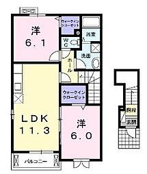 プリマヴェーラ 2LDKの間取図画像