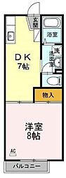 メゾンマキモト 1DKの間取図画像
