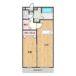 ディアコート桜 1LDKの間取図画像
