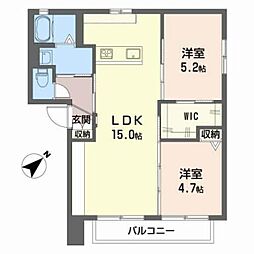 カーレントティエラB 2LDKの間取図画像