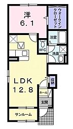 ジラソーレ御幸A 1SLDKの間取図画像