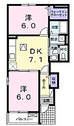 アストライア 2DKの間取図画像
