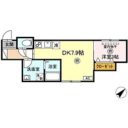 XEVO  沖野上 1DKの間取図画像