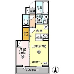 ヌオーヴォチッタ 1LDKの間取図画像
