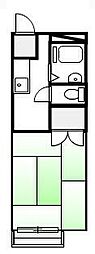 パナハイツ山三 1Kの間取図画像