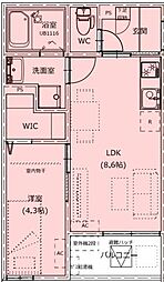 レジデンスラル三吉 1LDKの間取図画像