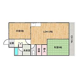 レジデンス三吉 2LDKの間取図画像
