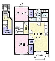 アロッジオコルティーレB 2LDKの間取図画像