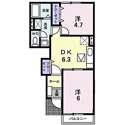 マブハイ 2DKの間取図画像