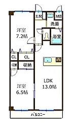 サンステージ東川口 2LDKの間取図画像