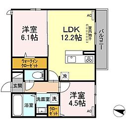 リライズ東雲 2LDKの間取図画像