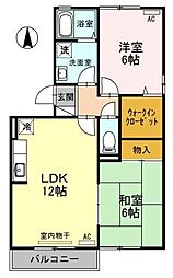 セジュールグラシアス 2LDKの間取図画像