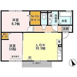 セジュール上野浦3 2LDKの間取図画像