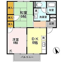 アルカサール1 2DKの間取図画像