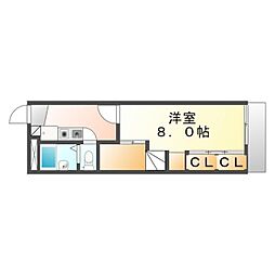 レオパレスフクチ 1Kの間取図画像