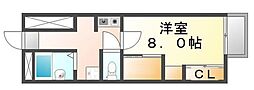 レオパレス南手城 1Kの間取図画像