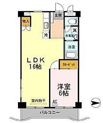 ローゼ宮尾 1LDKの間取図画像