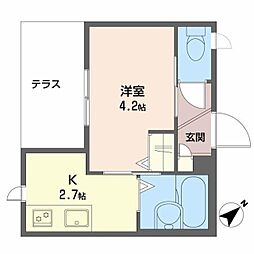 グランドベレオ明治町 1Kの間取図画像