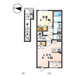 (仮)スターテラスII南蔵王町 1LDKの間取図画像