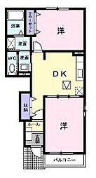 ラフレシールA 2DKの間取図画像