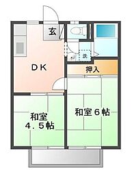 コーポラスサニーB 2DKの間取図画像