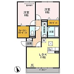 グリーンレジデンスA 2LDKの間取図画像