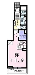 レジデンスナカ3 ワンルームの間取図画像