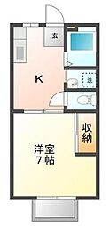 マリーハイツ 1Kの間取図画像
