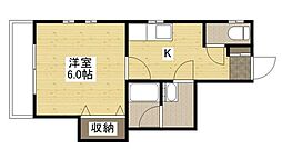 プランドール1 1Kの間取図画像