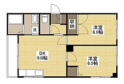 シャトレーヌ・ミユキ 2DKの間取図画像