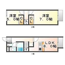 レオパレスアウローラ 2LDKの間取図画像