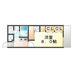 レオパレスアベニュー新涯2 1Kの間取図画像